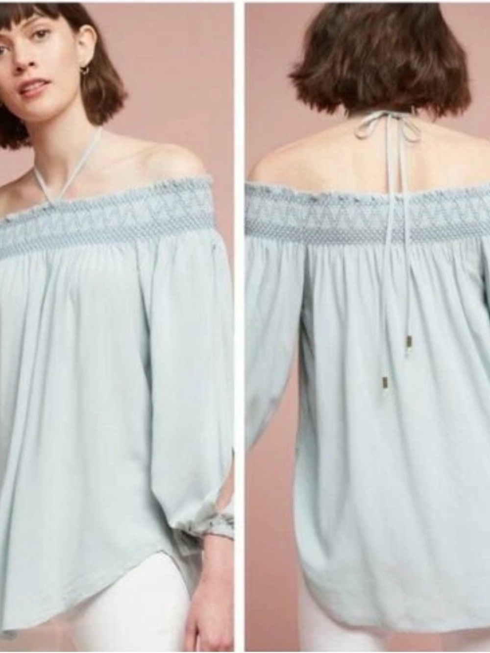 Anthropologie Holding Horses Rosario Off-Shoulder Smocked Neck Top